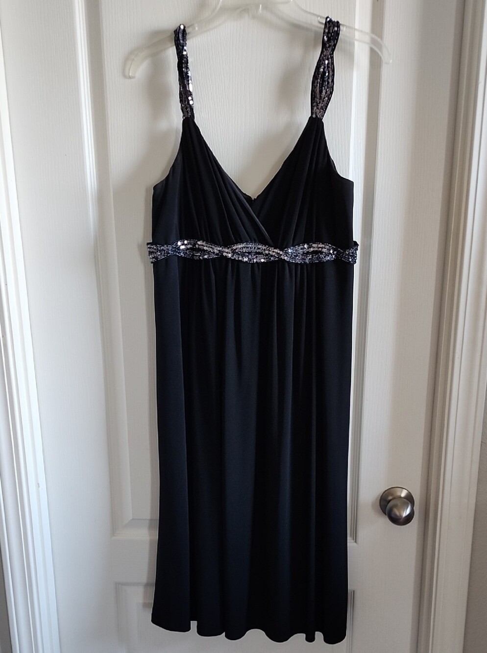 Jones New York Black Midi Dress with Sequin Trim